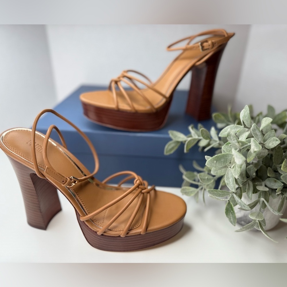 Paige Hailey Platform Sandal in Cognac Leather Size 10 NWT Strappy Euro Summer - Picture 14 of 15
